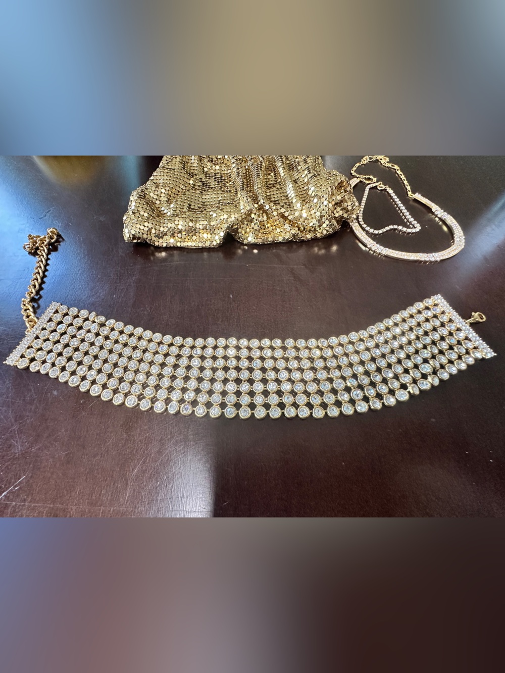 Vintage R.J. Graziano Signed 7 Row Rhinestone Crystal Choker Necklace